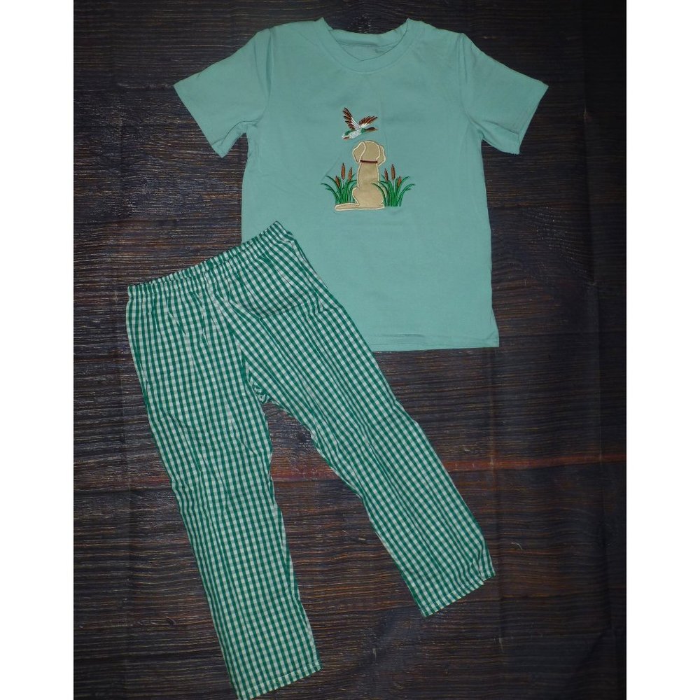 Boutique Hunting Dog Duck Boys Short Sleeve Outfit Set